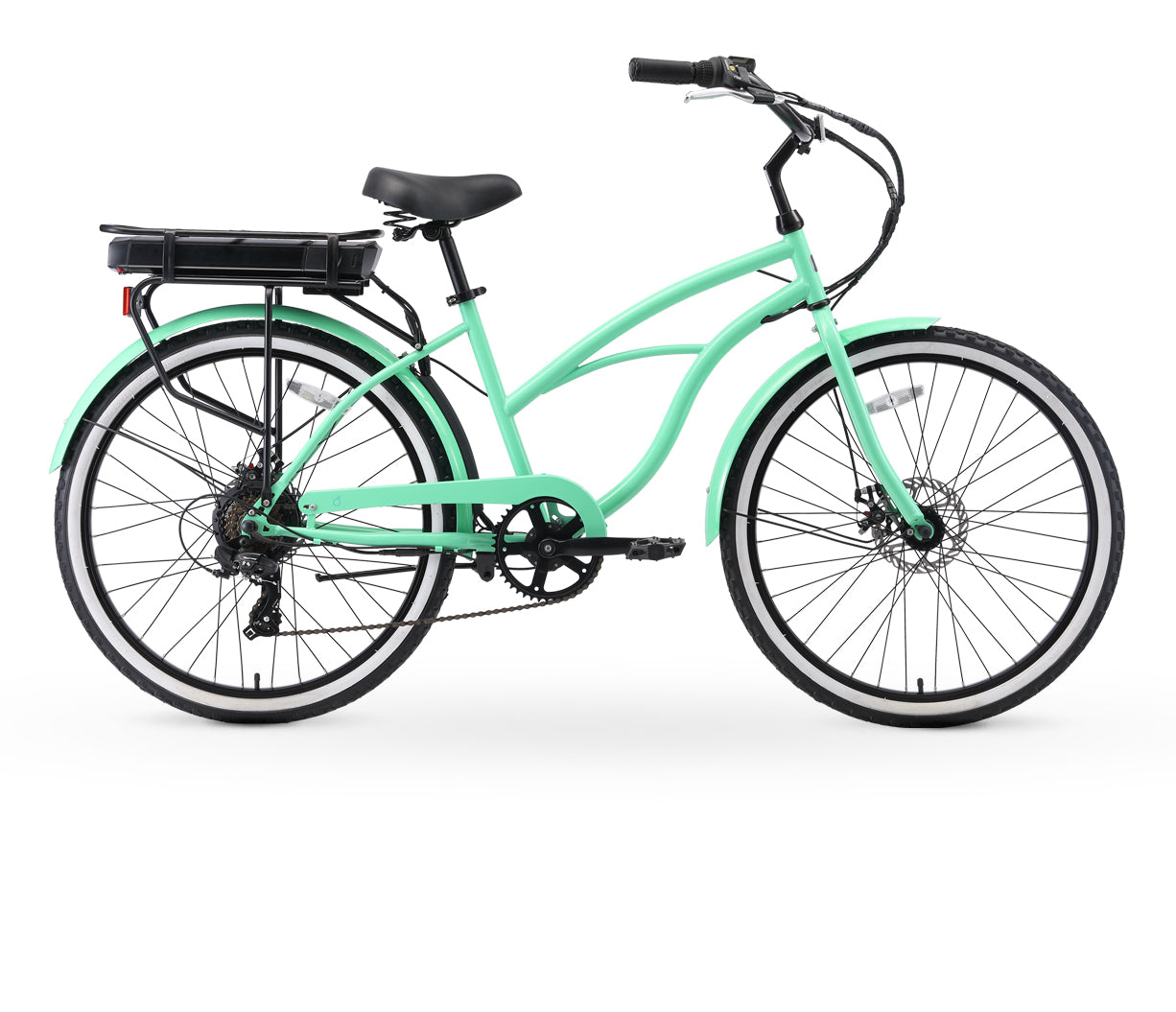 sixthreezero Around the Block Women's 26" 250W 7 Speed Electric Beach Cruiser Bicycle