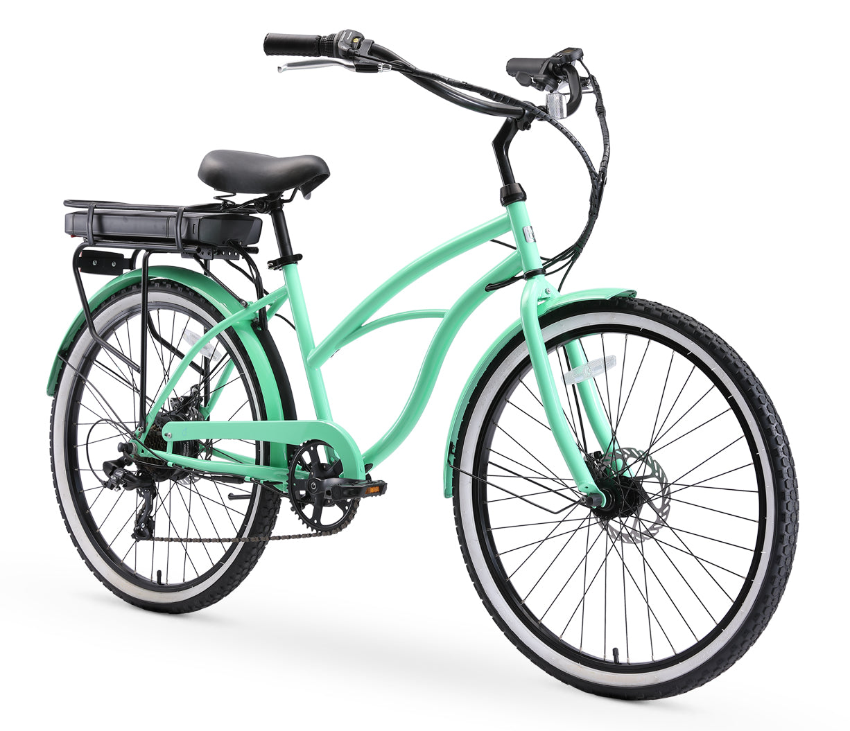 sixthreezero Around the Block Women's 26" 500W 7 Speed Electric Beach Cruiser Bicycle