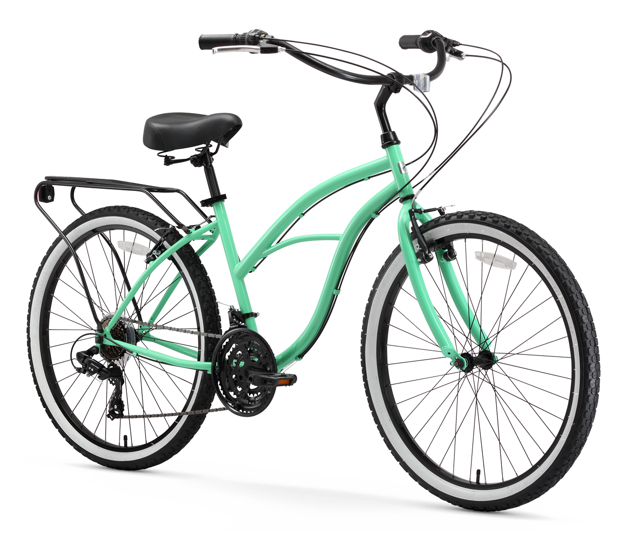 sixthreezero Around the Block Women's 24" 21 Speed Beach Cruiser Bicycle with Rear Rack