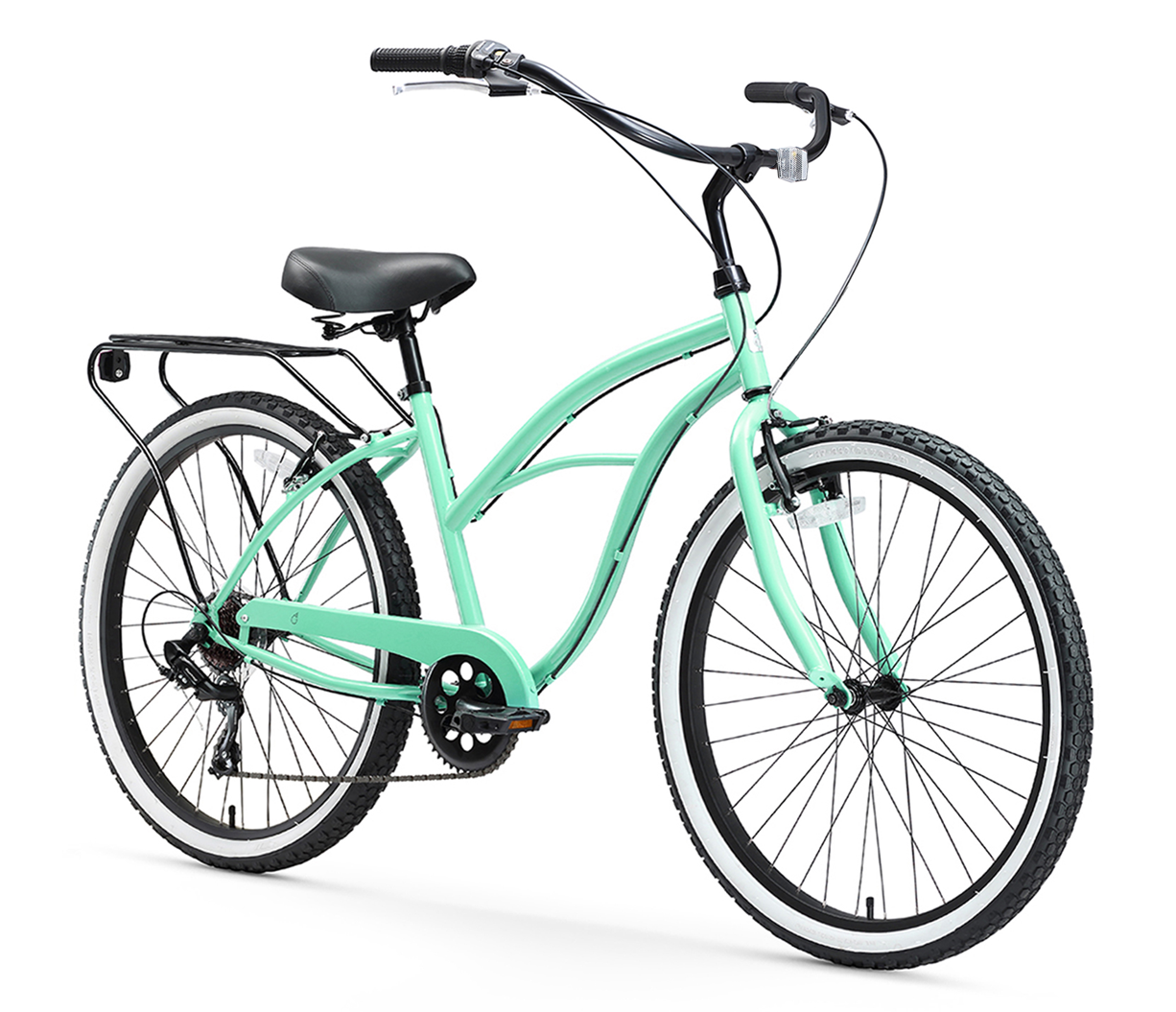 sixthreezero Around the Block Women's 24" Seven Speed Beach Cruiser Bicycle with Rear Rack