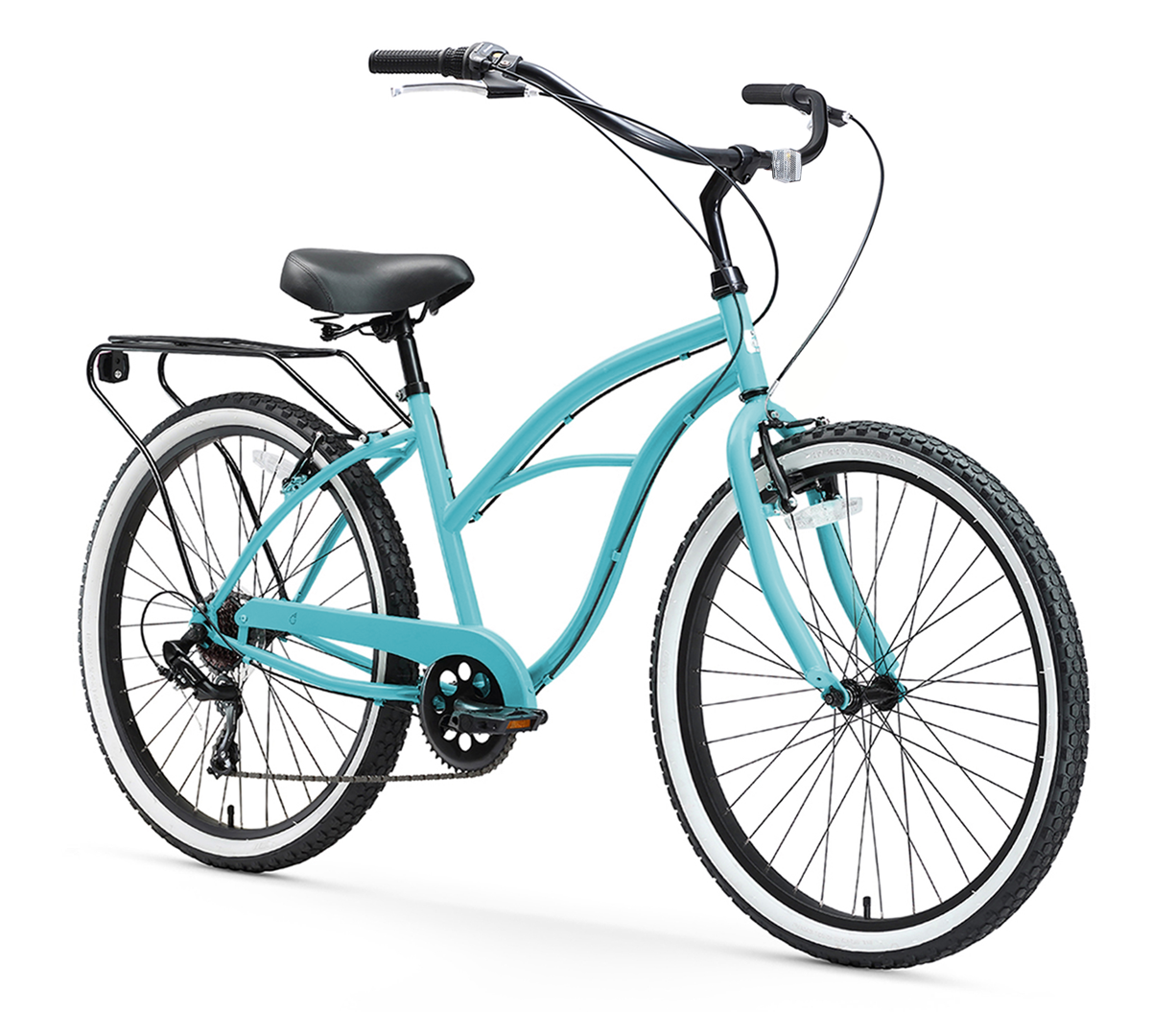 sixthreezero Around the Block Women's 24" Seven Speed Beach Cruiser Bicycle with Rear Rack