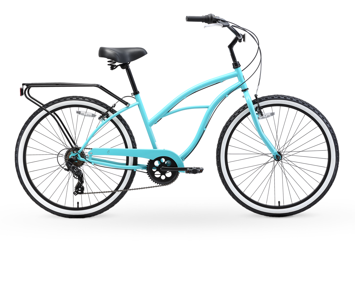 sixthreezero Around the Block Women's 24" Seven Speed Beach Cruiser Bicycle with Rear Rack