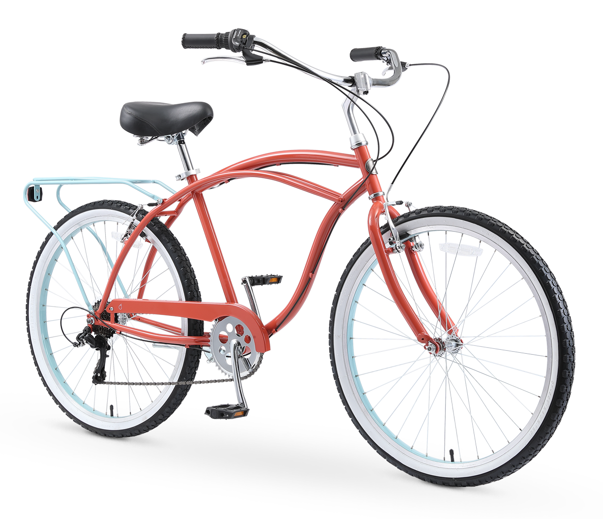 sixthreezero NEW Around the Block Men's 26" 7-Speed Beach Cruiser Bicycle with Rear Rack