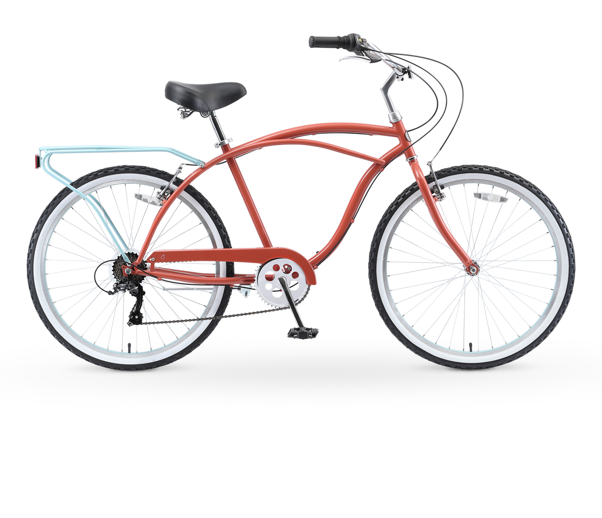 sixthreezero NEW Around the Block Men's 26" 7-Speed Beach Cruiser Bicycle with Rear Rack