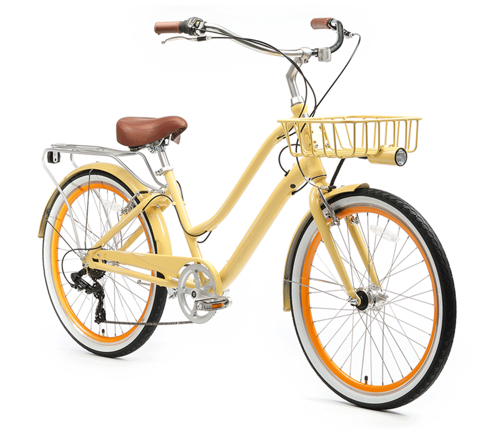 sixthreezero EVRYjourney Deluxe Women's 26" 7-Speed Touring Hybrid Bicycle w/ Integrated Lock, Basket, Light