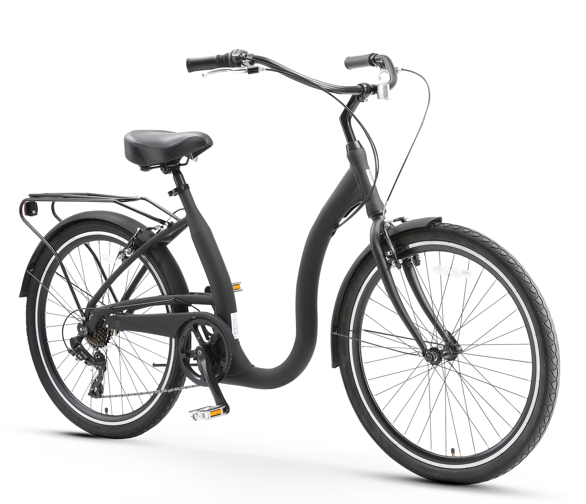 sixthreezero Simple Step-Thru Men's 7-Speed Bicycle, Matte Black