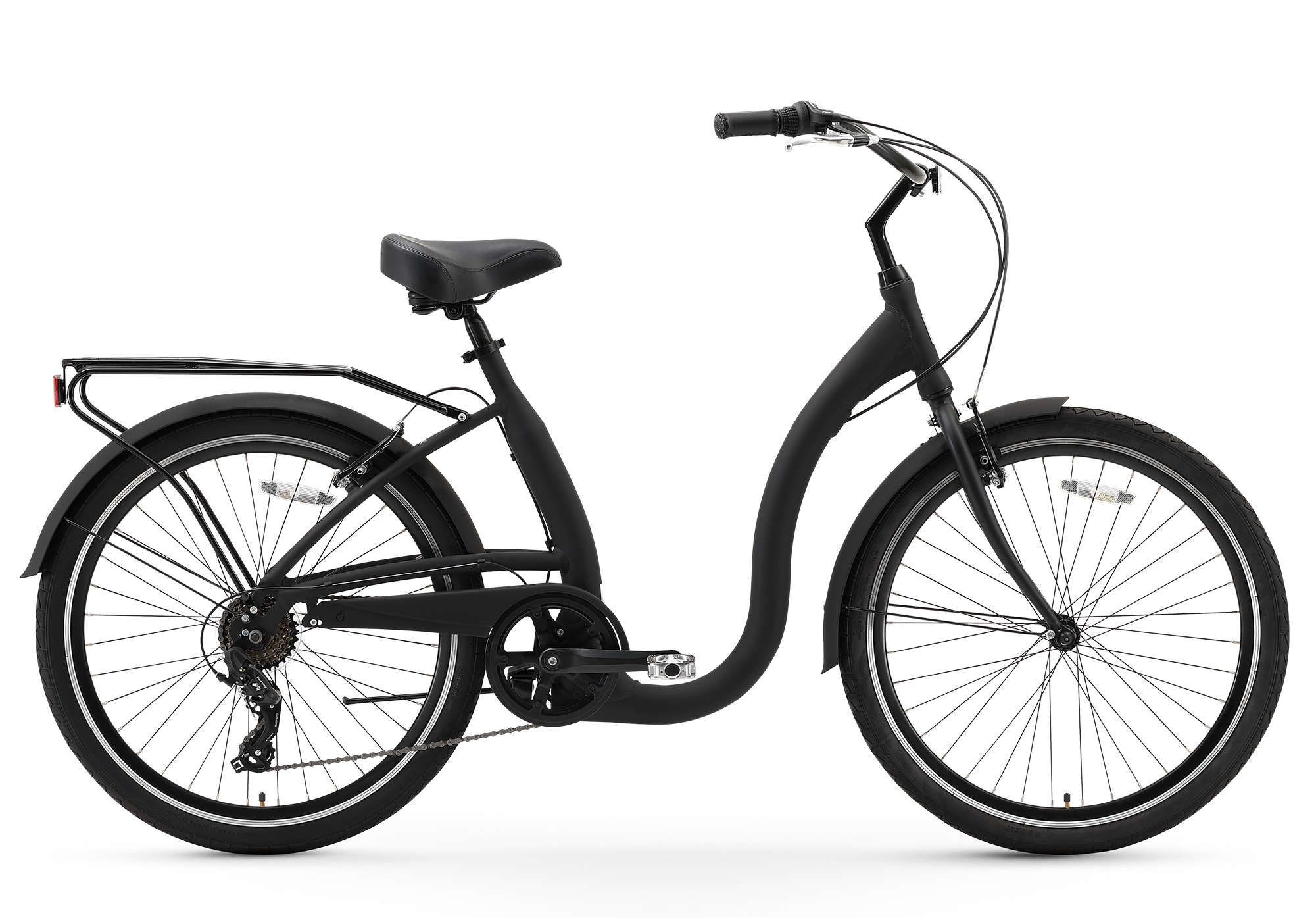 sixthreezero Simple Step-Thru Men's 7-Speed Bicycle, Matte Black