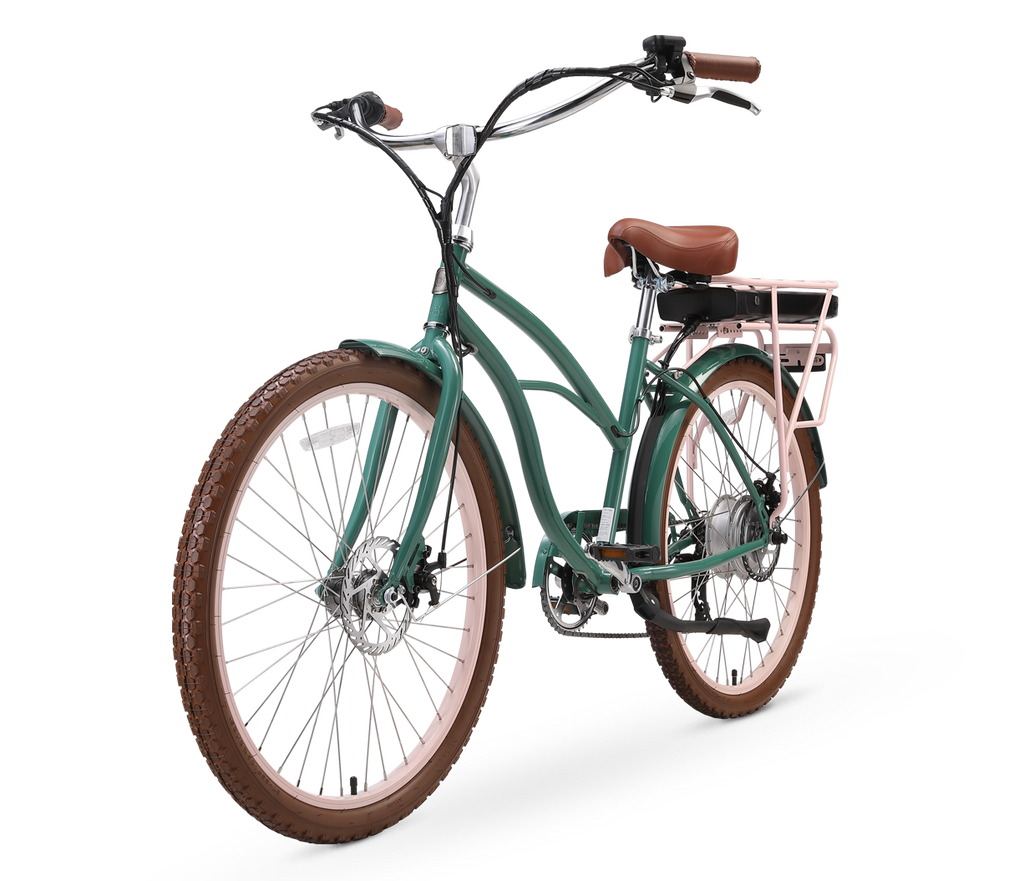 sixthreezero Around the Block Women's NEW 26" 500W 7-Speed Beach Cruiser Bicycle with Rear Rack