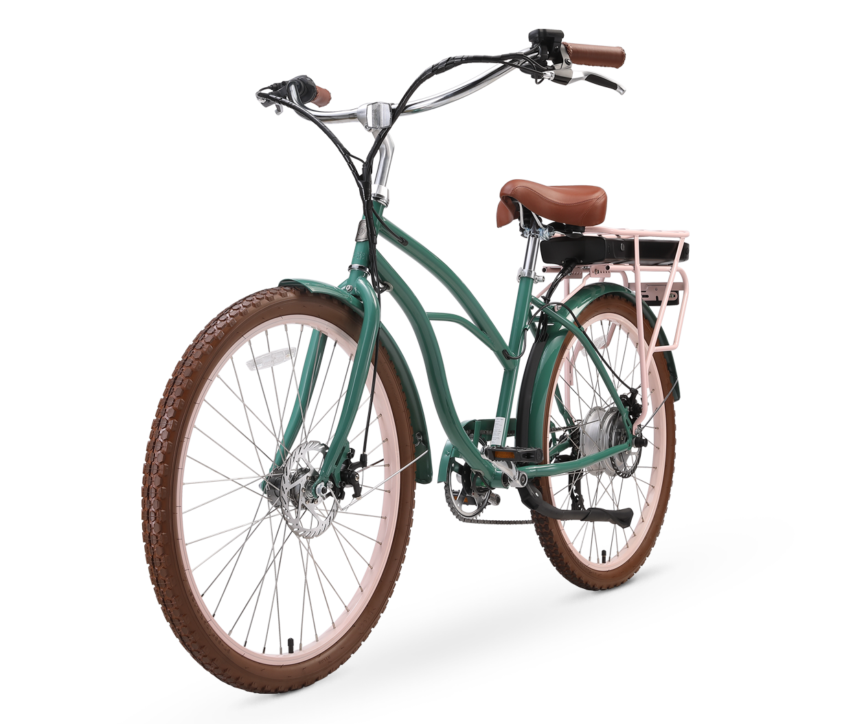 sixthreezero Around the Block Women's NEW 26" 500W 7-Speed Beach Cruiser Bicycle with Rear Rack